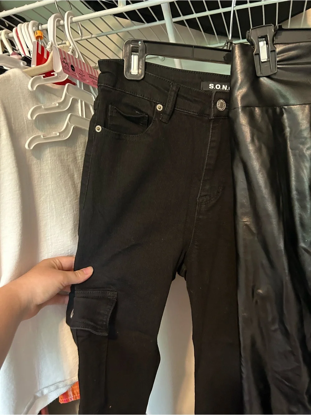 Black Faux Leather & Knit Pants Bundle
